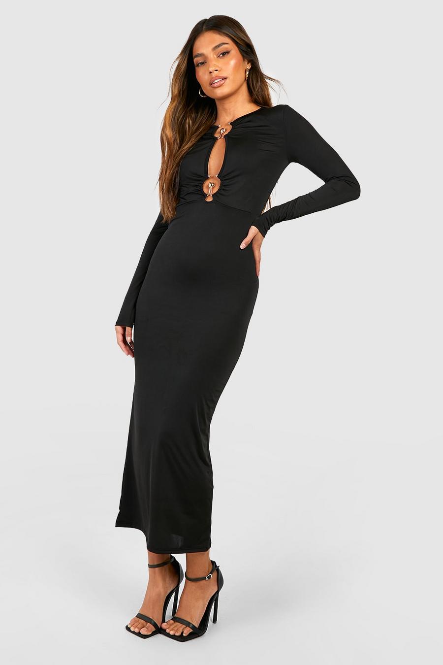 Black Slinky Cut Out Midaxi Dress image number 1