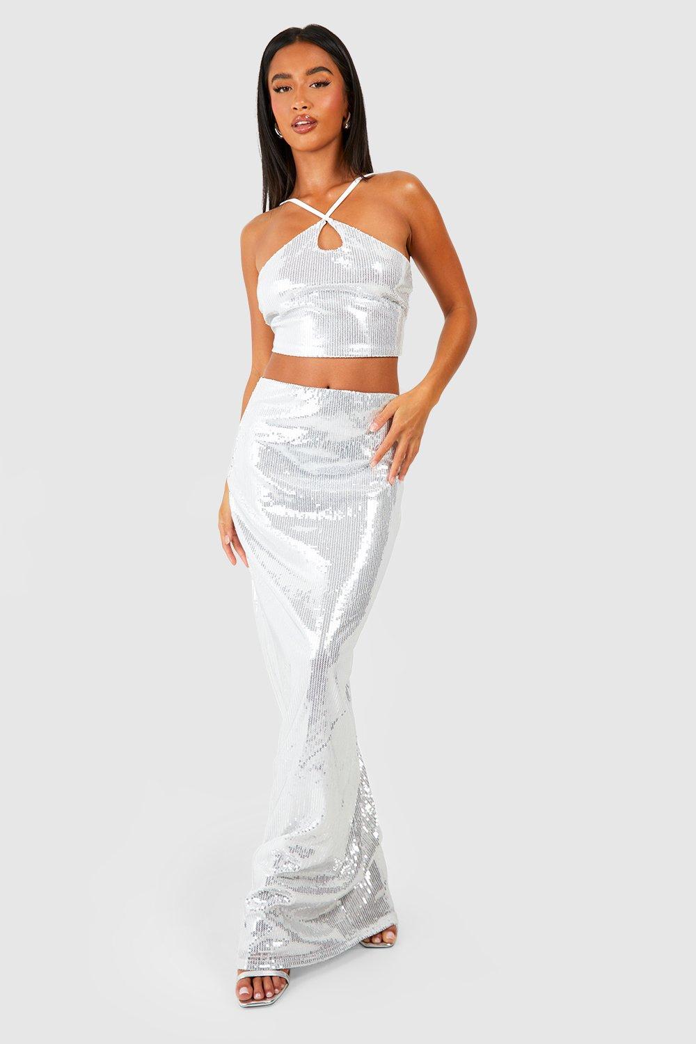 Petite sequin 2025 maxi skirt