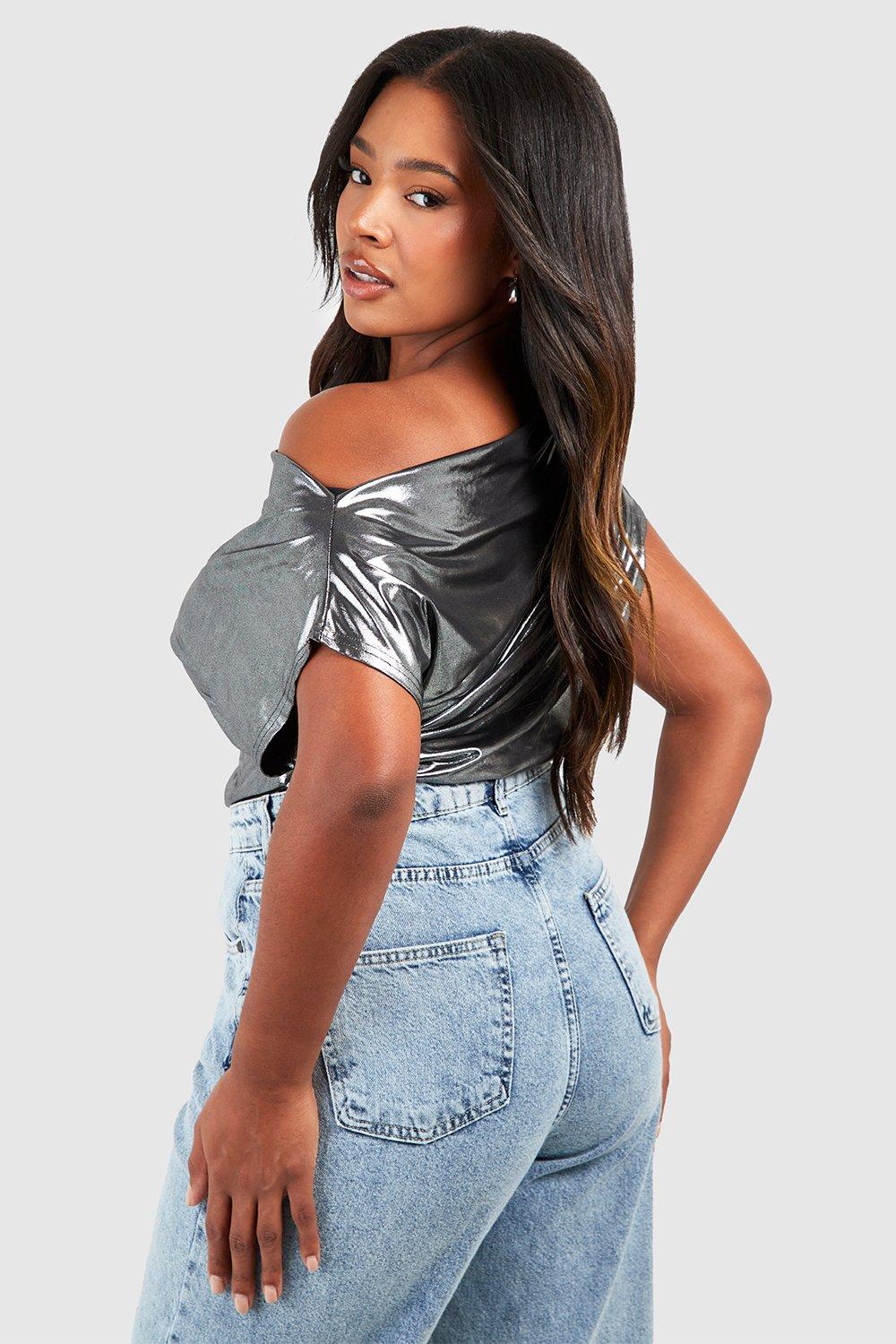 Silver off shoulder discount top