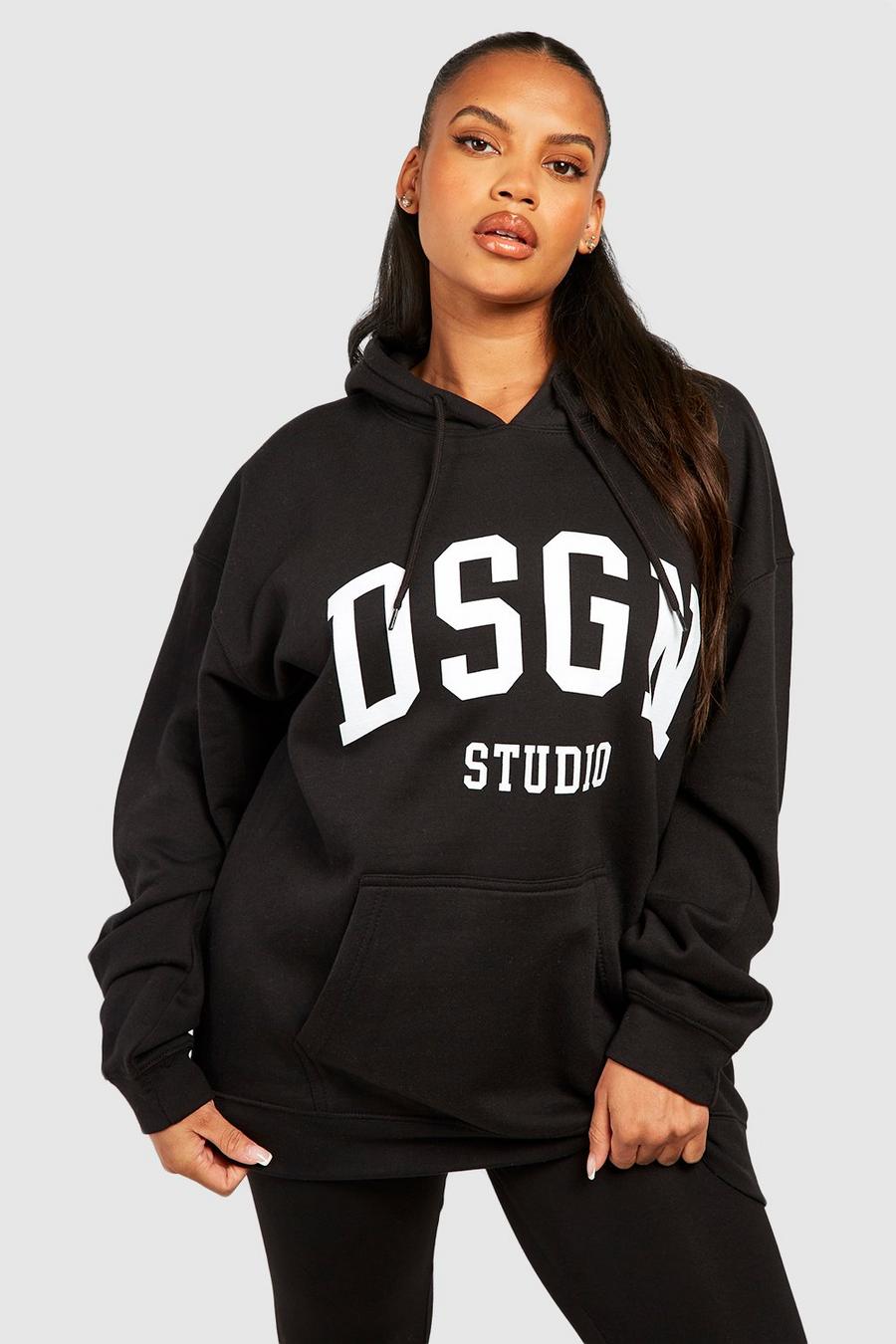 Black Plus Dsgn Oversize hoodie med tryck image number 1