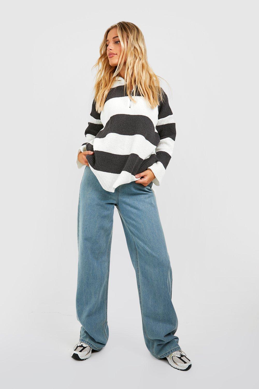 Half striped hot sale jeans