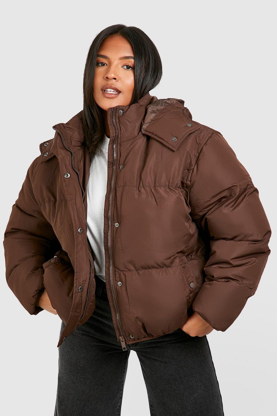 Chocolate Plus Hooded Puffer Coat image number 1