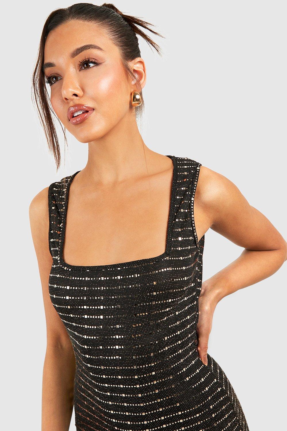 Square neck best sale sequin dress