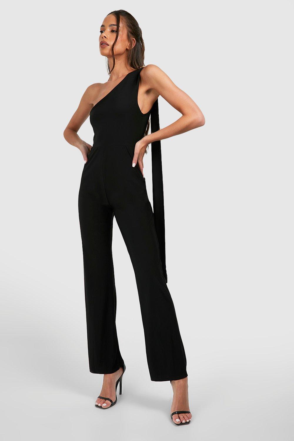 Boohoo one cheap shoulder jumpsuit