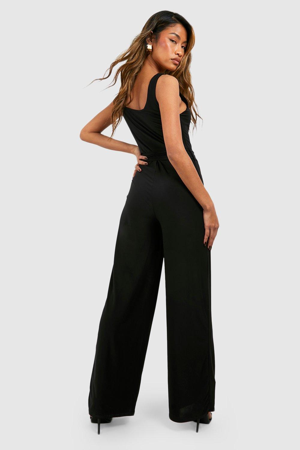 Black square sale neck jumpsuit