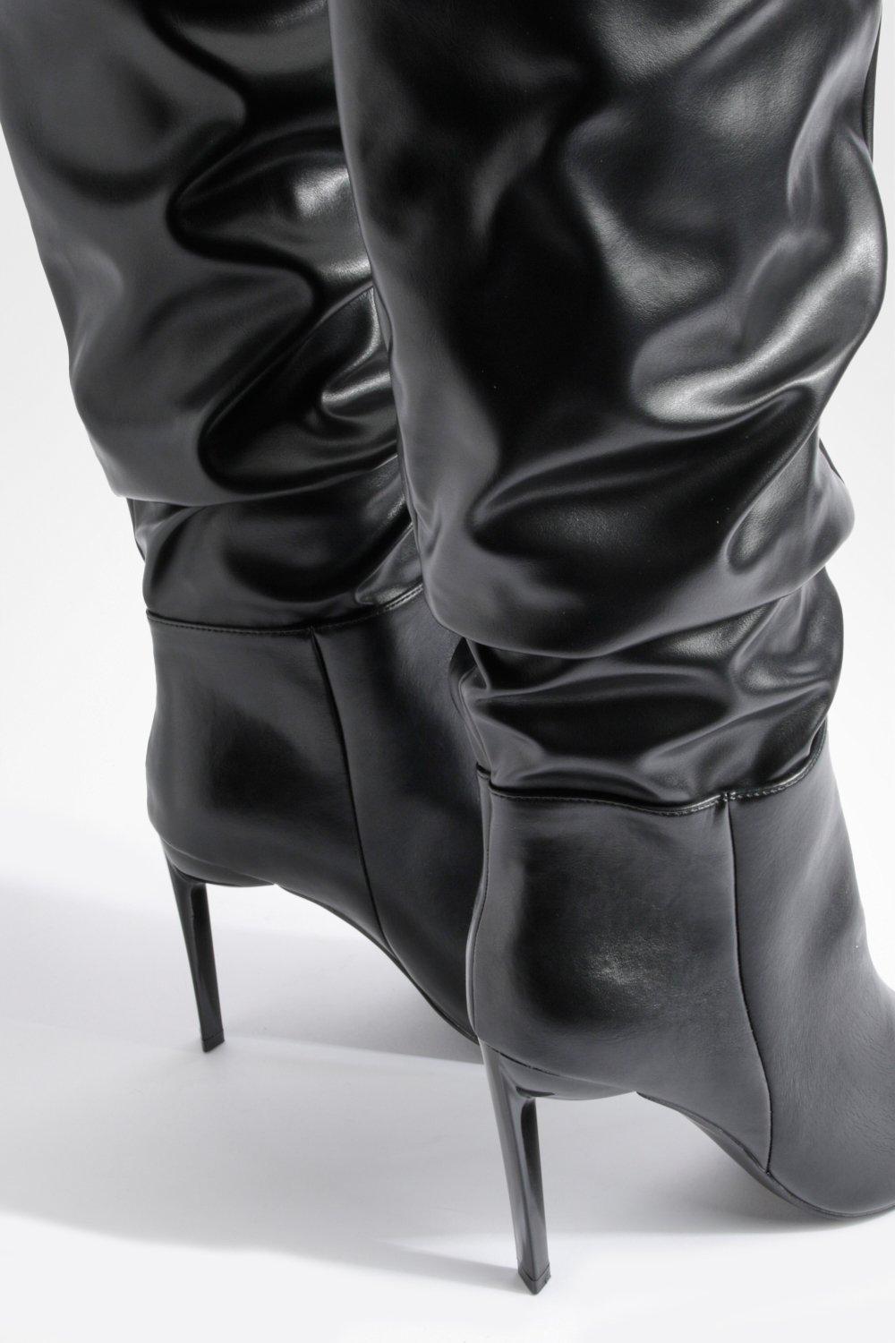 Ruched pointed toe outlet boots