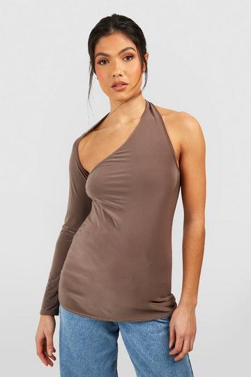 Maternity Slinky One Sleeve Top mocha