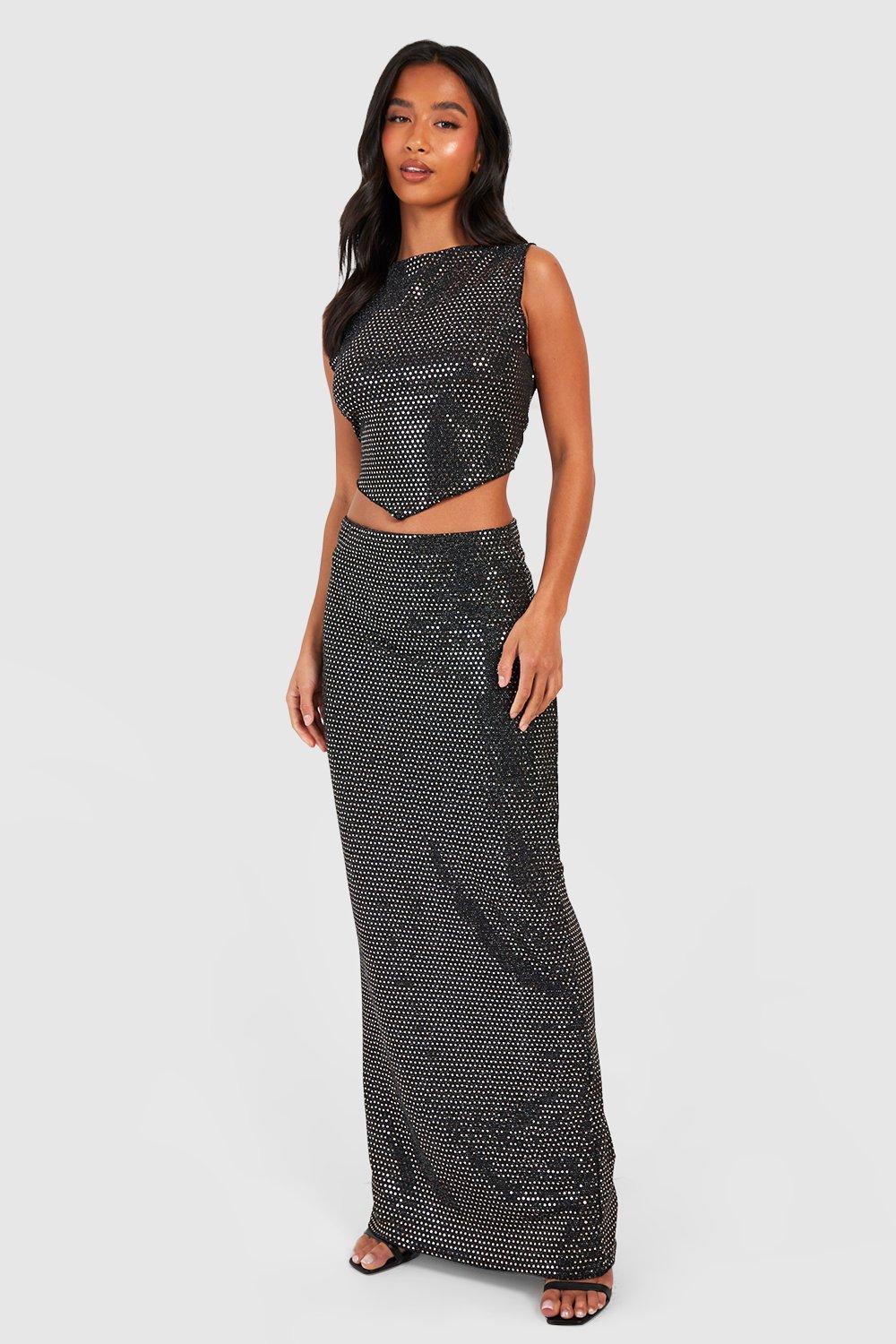 Gold sequin skirt clearance boohoo