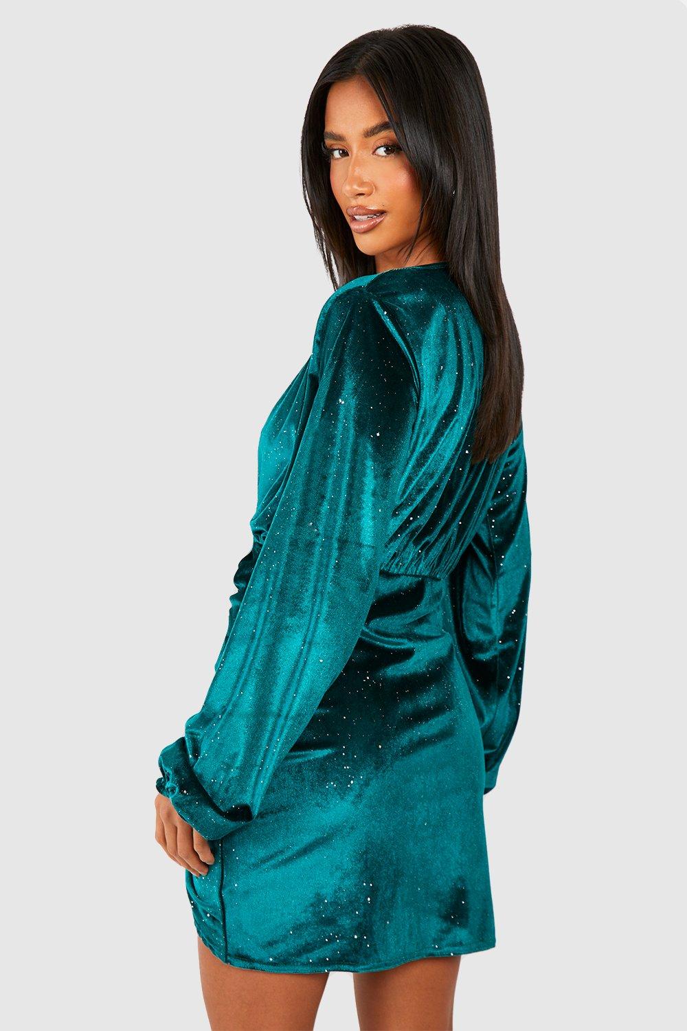 Green velvet outlet dress boohoo