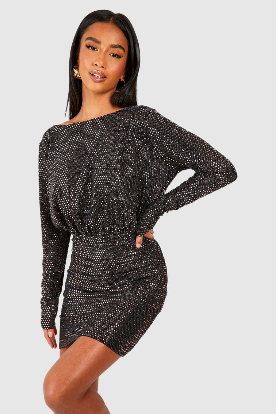 Rose gold Petite Sequin Bodycon Long Sleeve Mini Dress image number 1