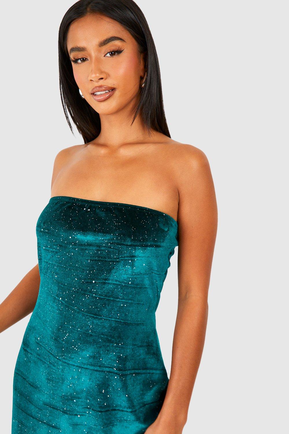 Petite green sequin bandeau top