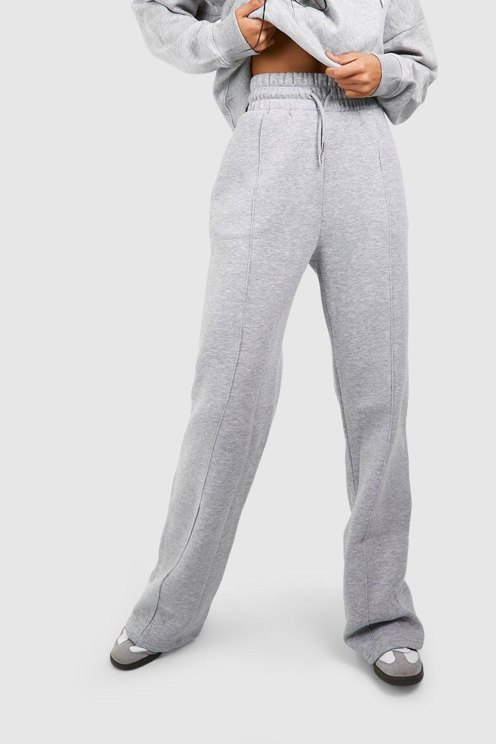ASOS DESIGN straight leg sweatpants with deep waistband and pintuck in  cotton in gray heather - GRAY
