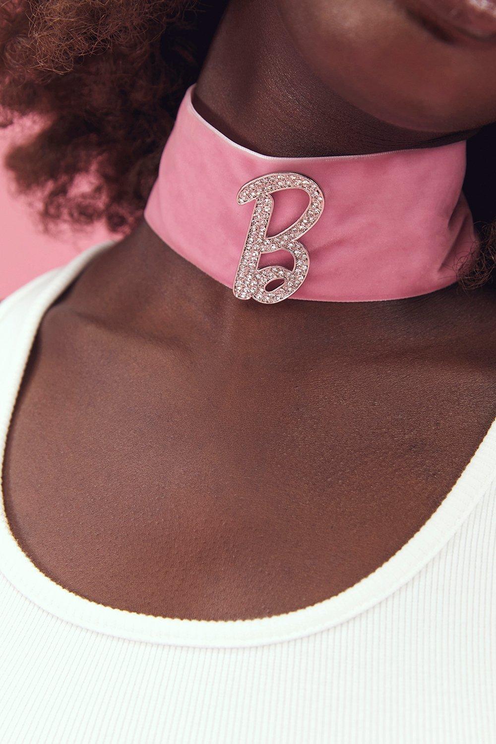 Barbie Pink Velvet Statement Choker boohoo NZ