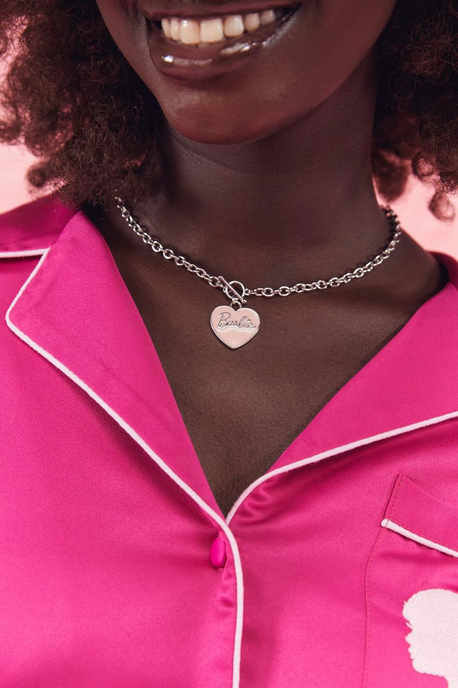 Pink Barbie T Bar Heart Detailed Necklace 