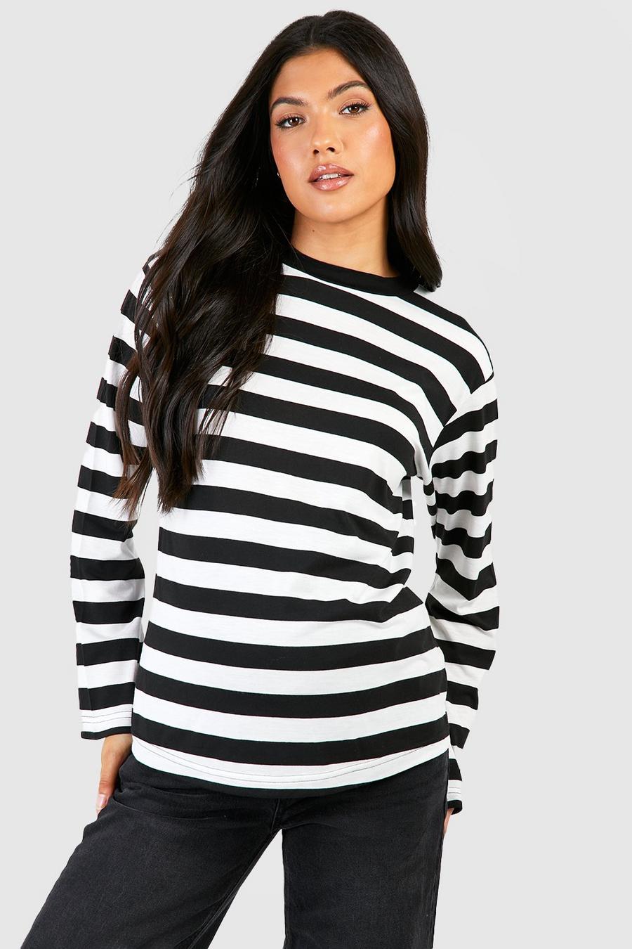 Black Maternity Crew Neck Wide Long Sleeve T-shirt image number 1