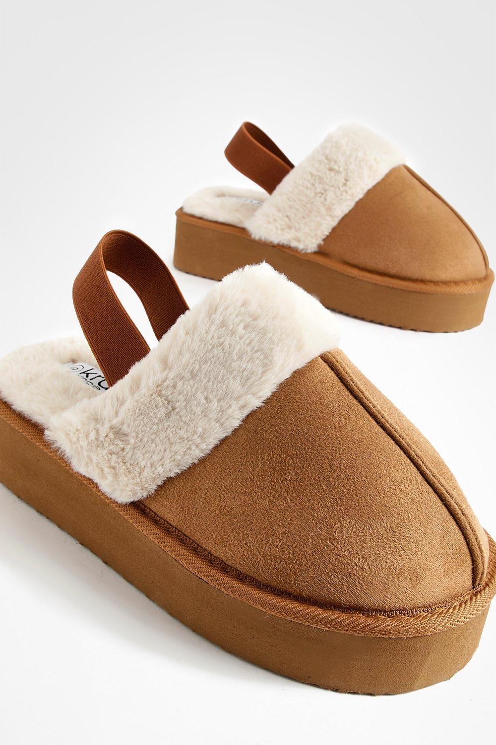 Furry slingback online slippers