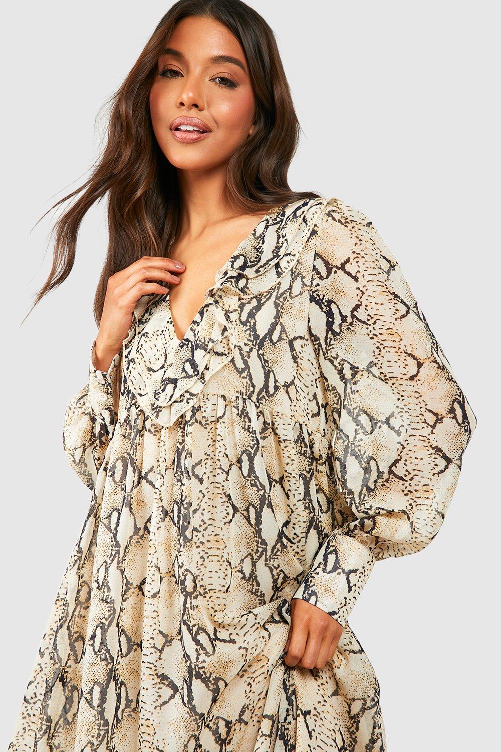 Snake print dress on sale boohoo