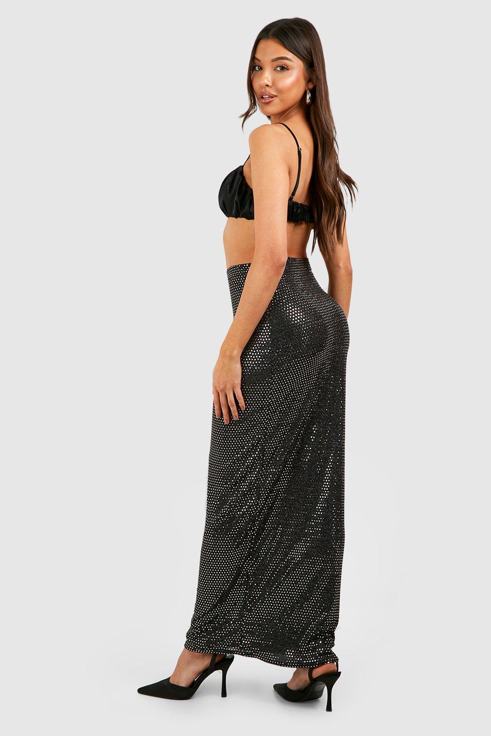 Sequin Maxi Slip Skirt