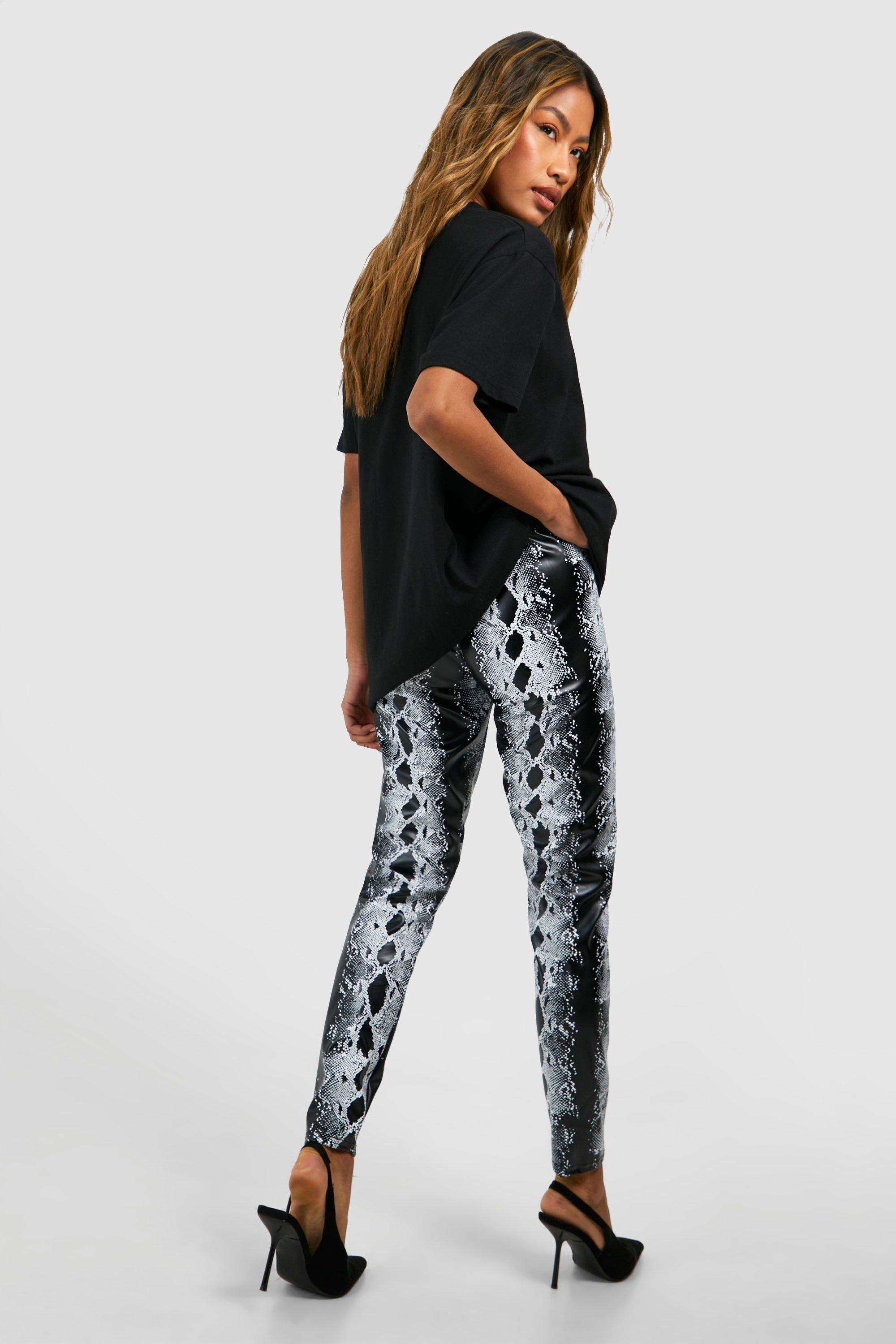 Snake Leather Look Leggings boohoo IE