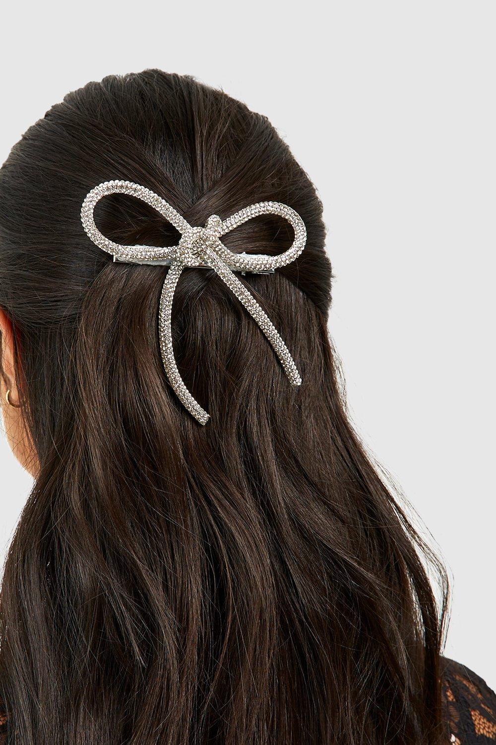 Diamante Bow Hair Clip Boohoo UK