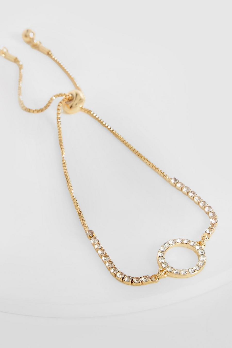 Gold metallic Circle Diamante Bracelet 