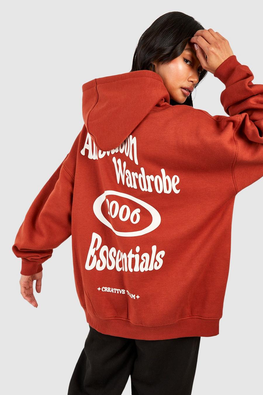 Rust Wardrobe Essentials Oversize hoodie med tryck på ryggen image number 1