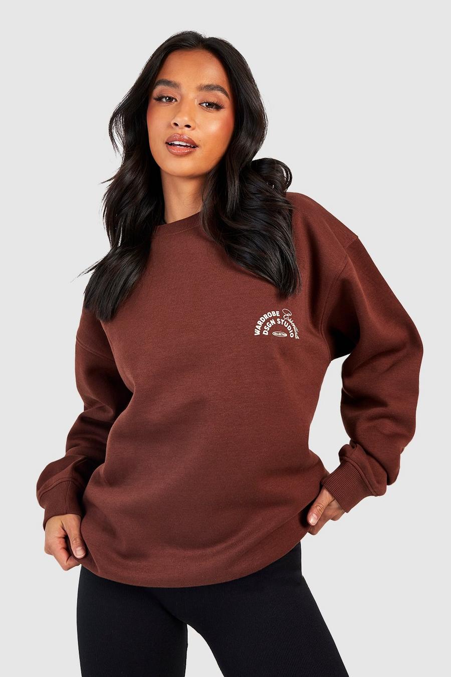 Chocolate marrone Petite Dsgn Studio Wardrobe Essentials Oversized Sweatshirt