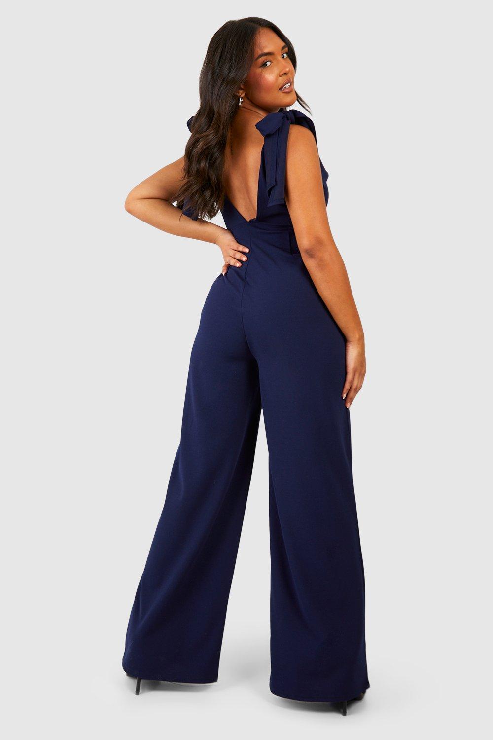 Boohoo store navy jumpsuit