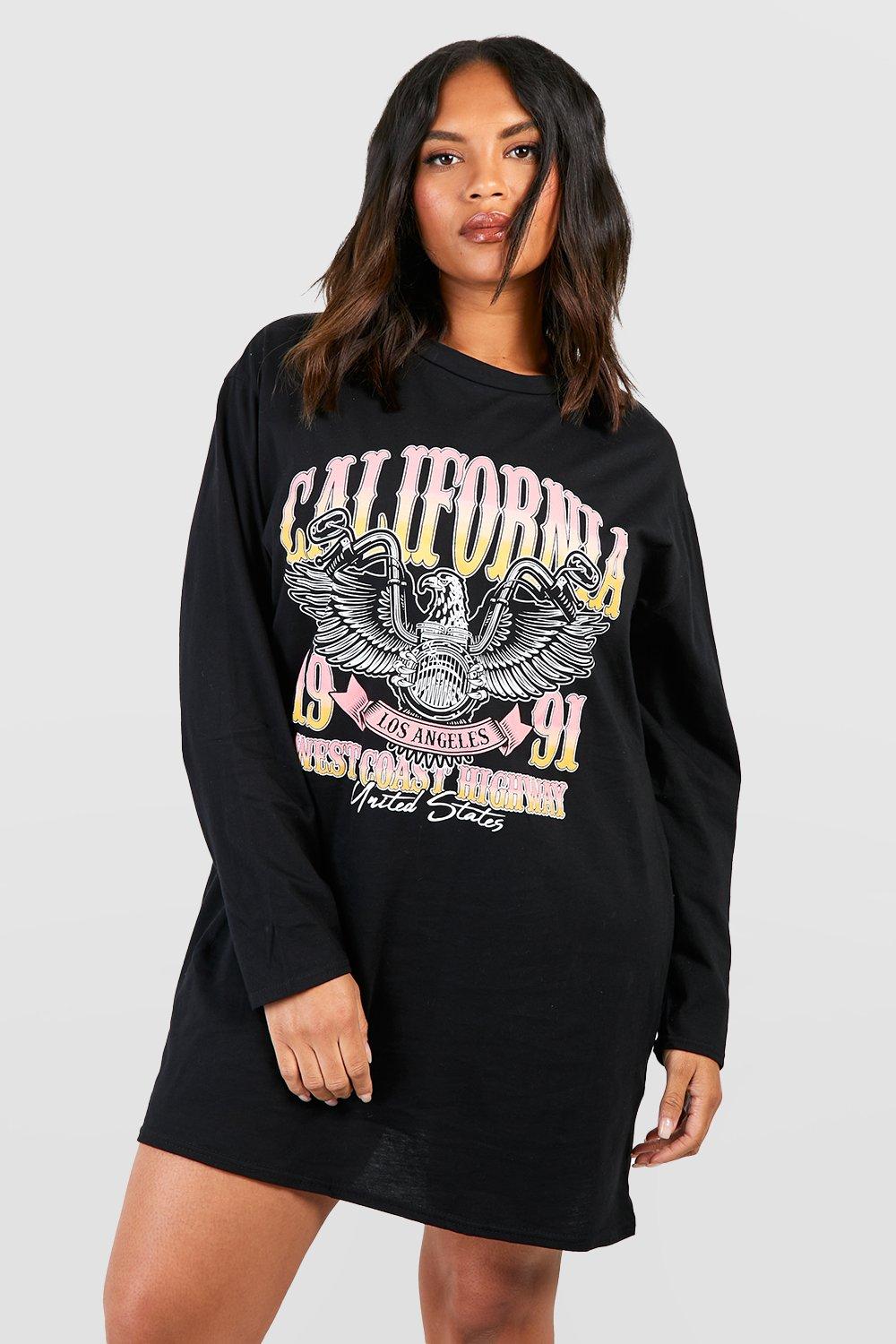 Long sleeve graphic outlet t shirt dress