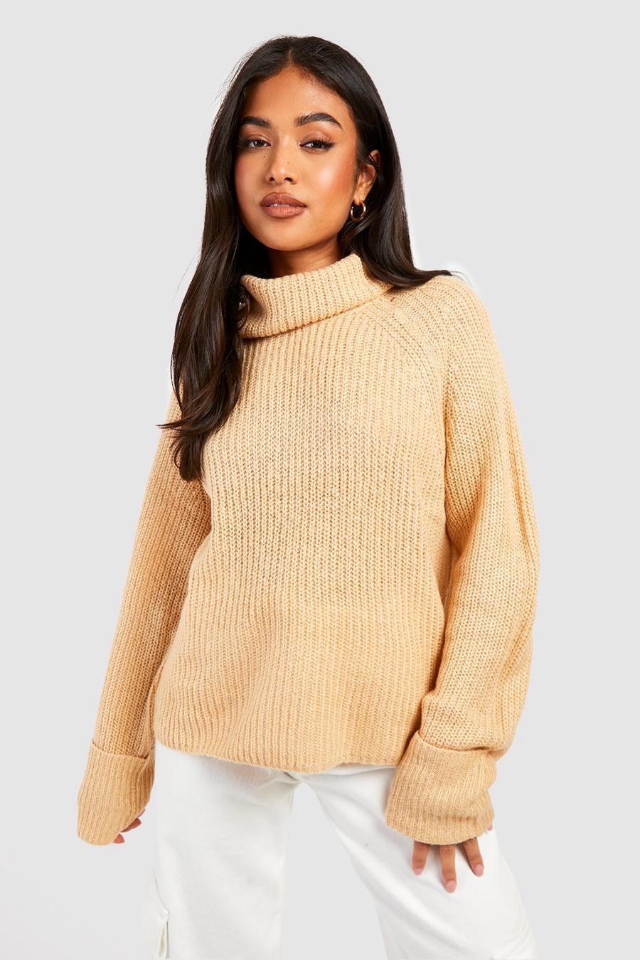 Biscuit beis Petite Roll Neck Jumper