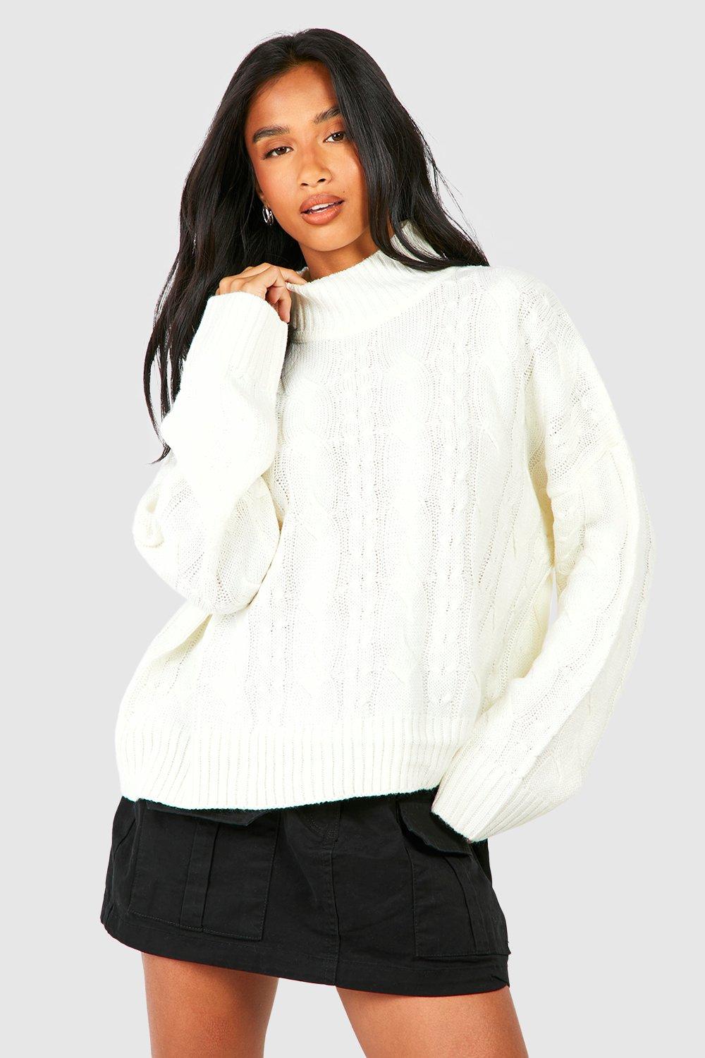 Cream knit hot sale turtleneck sweater