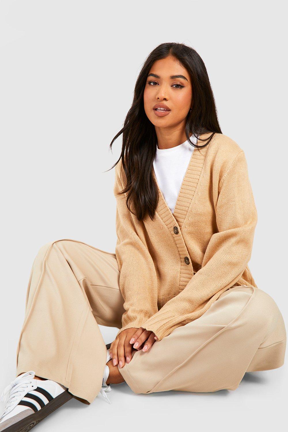 Petite shop camel cardigan