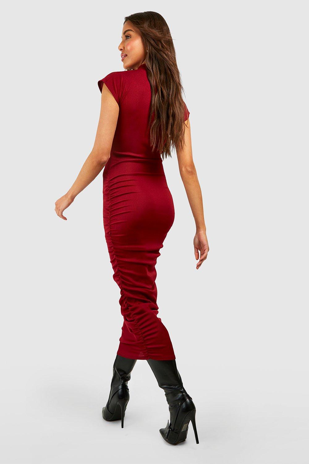 Boohoo maroon clearance dress