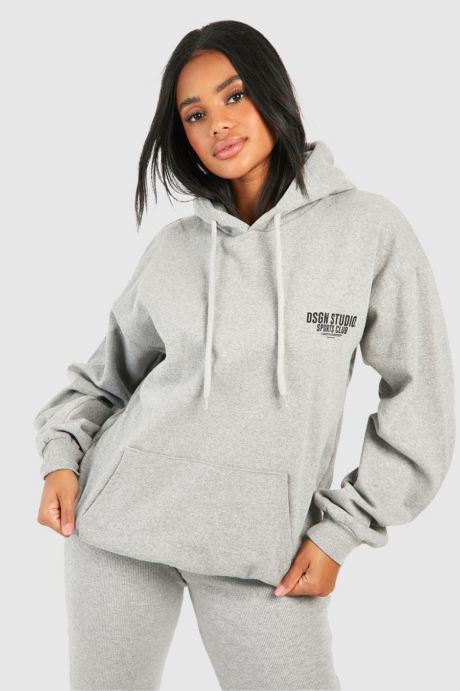 Grey marl Dsgn Studio Sports Club Oversize hoodie med tryck image number 1