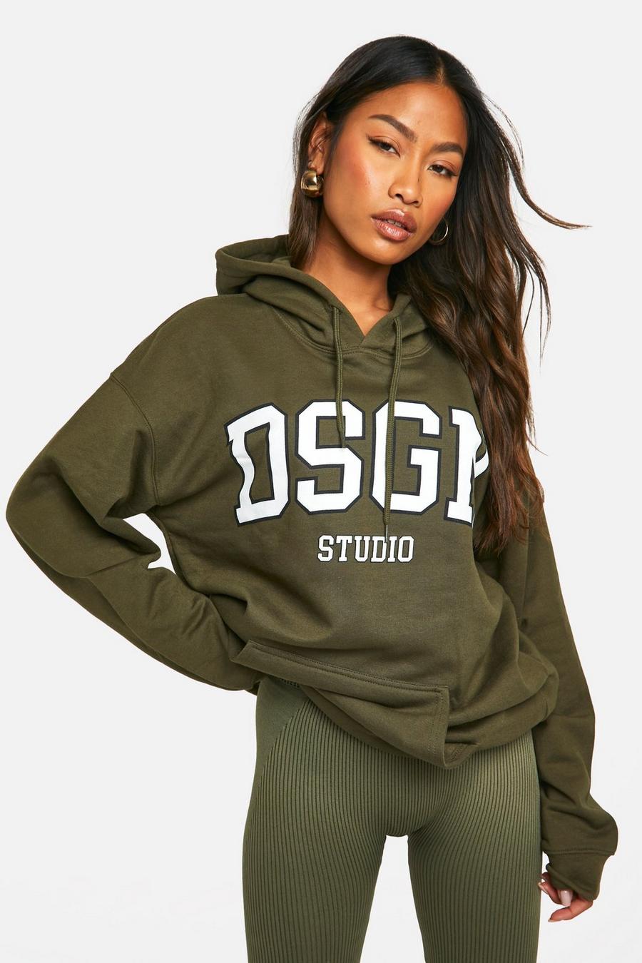 Khaki Dsgn Studio Oversize hoodie med tryck