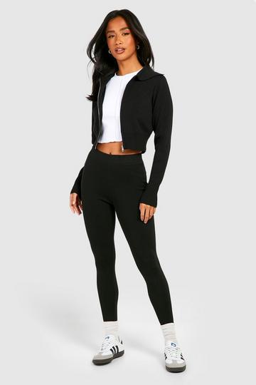 Petite Knitted Leggings black