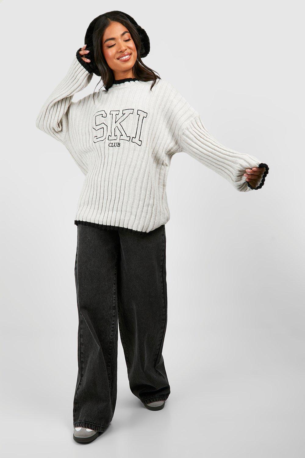 Petite Embroidered Rib Knit Jumper boohoo IE