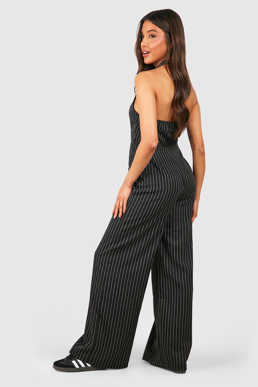 Boohoo pinstripe hot sale jumpsuit