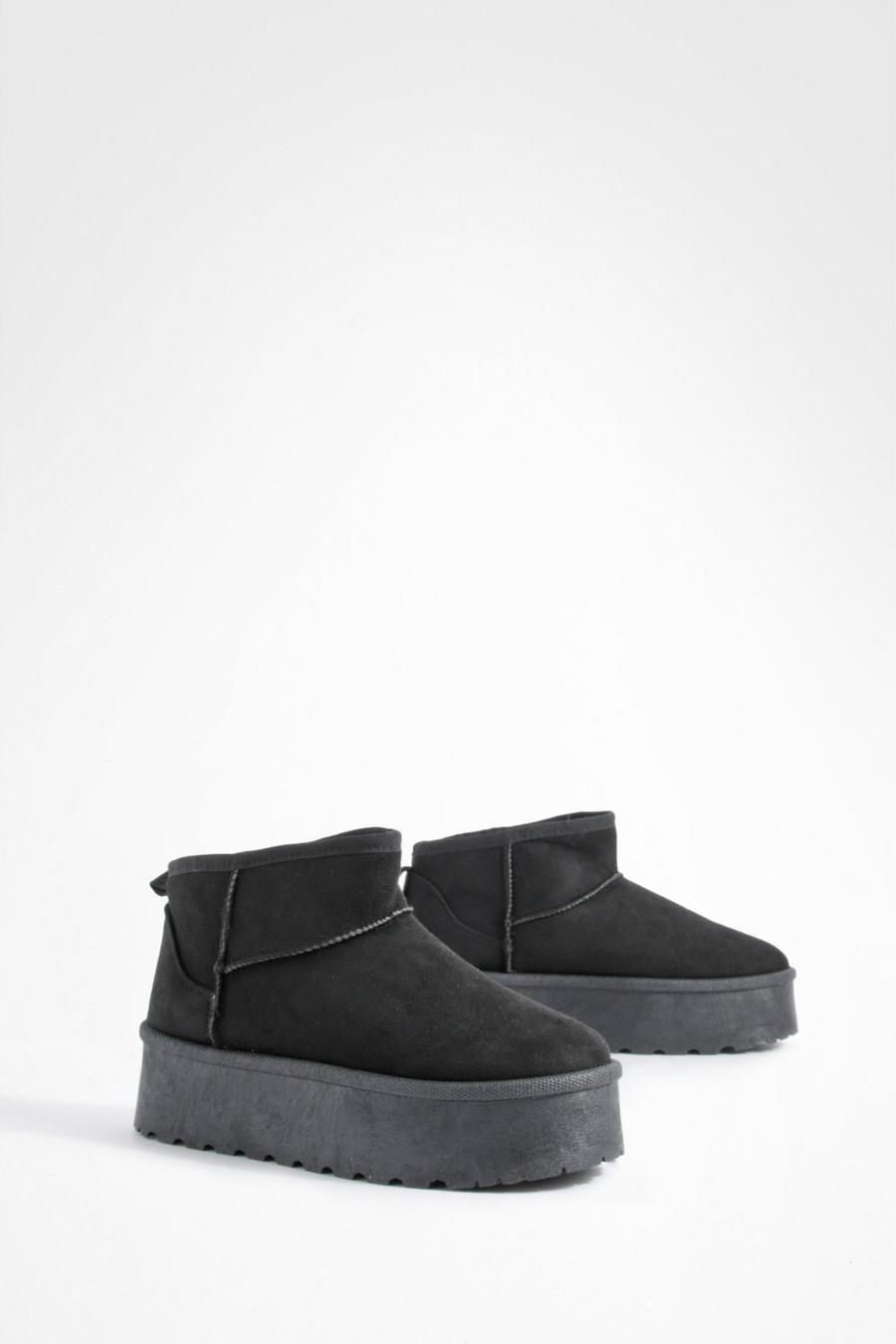 Black noir Platform Cosy Boots  