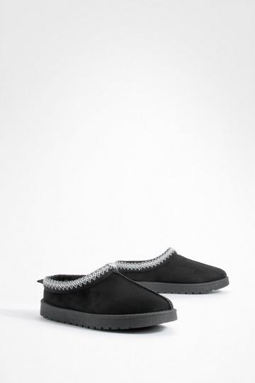 Embroidered Cozy Mules black
