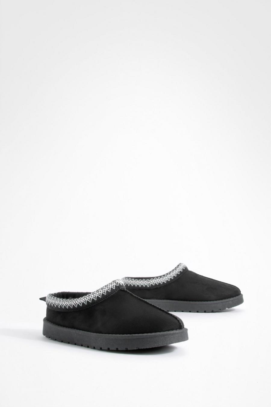 Black Embroidered Cosy Mules image number 1