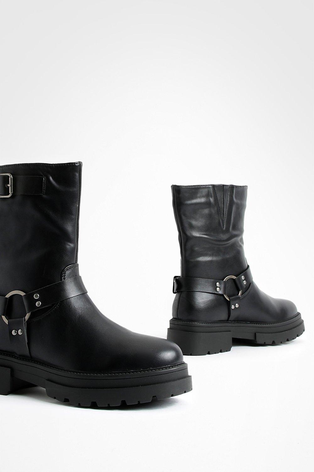 Calf length cheap biker boots ladies