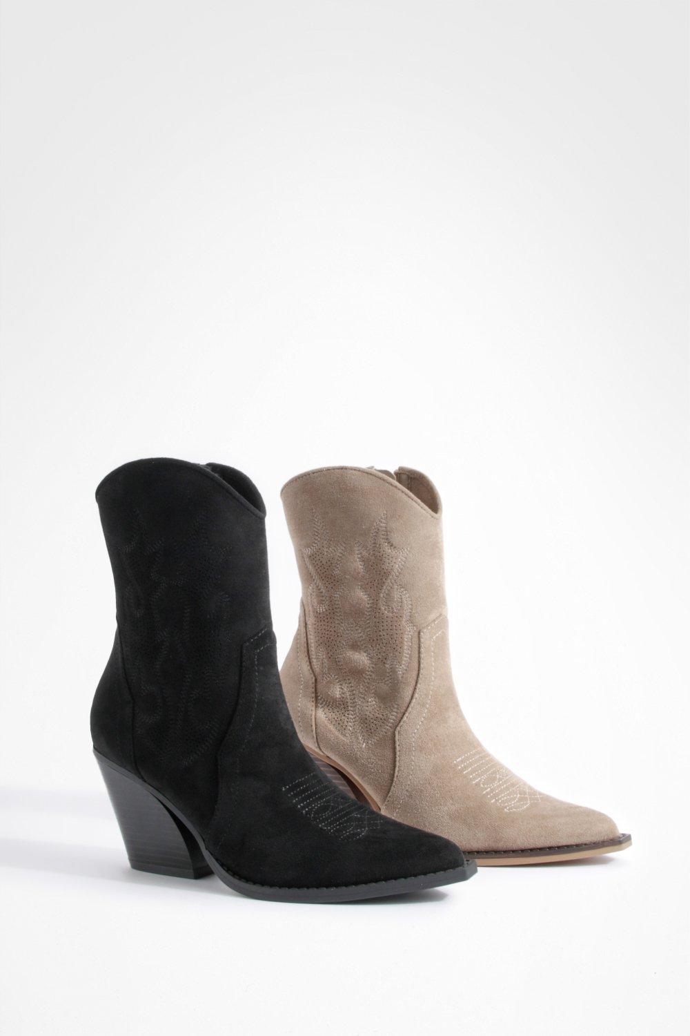 Black suede clearance cowboy ankle boots