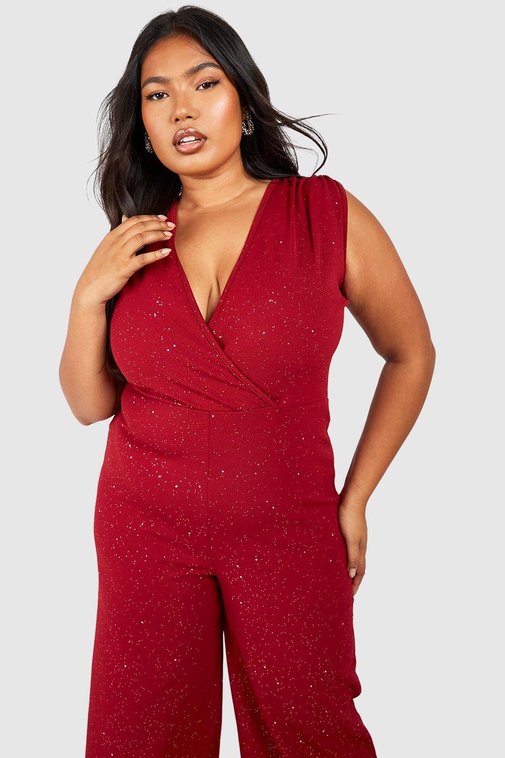 GLITTER WRAP FLARED JUMPSUIT