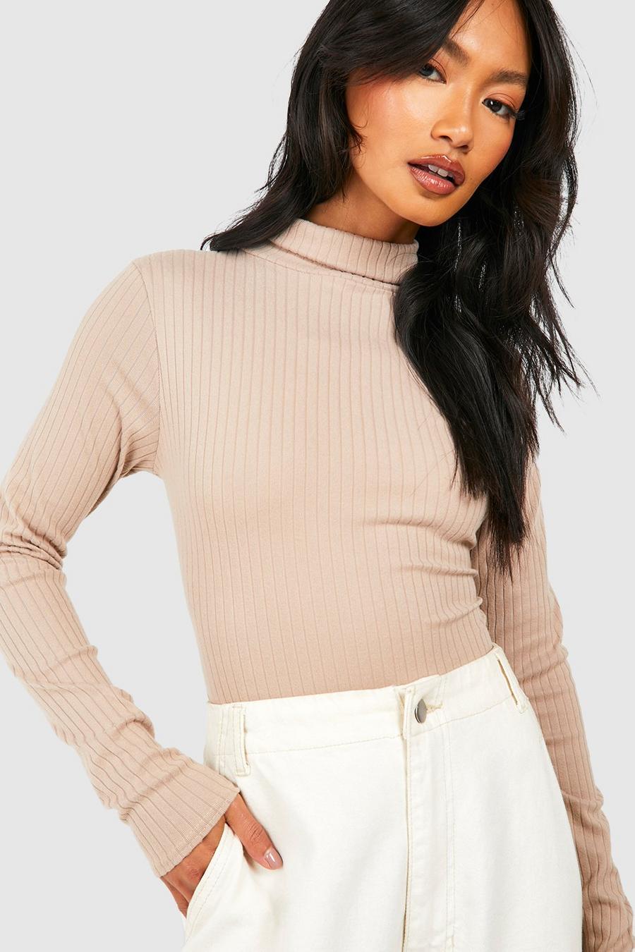 Stone High Neck Rib Knit Top image number 1