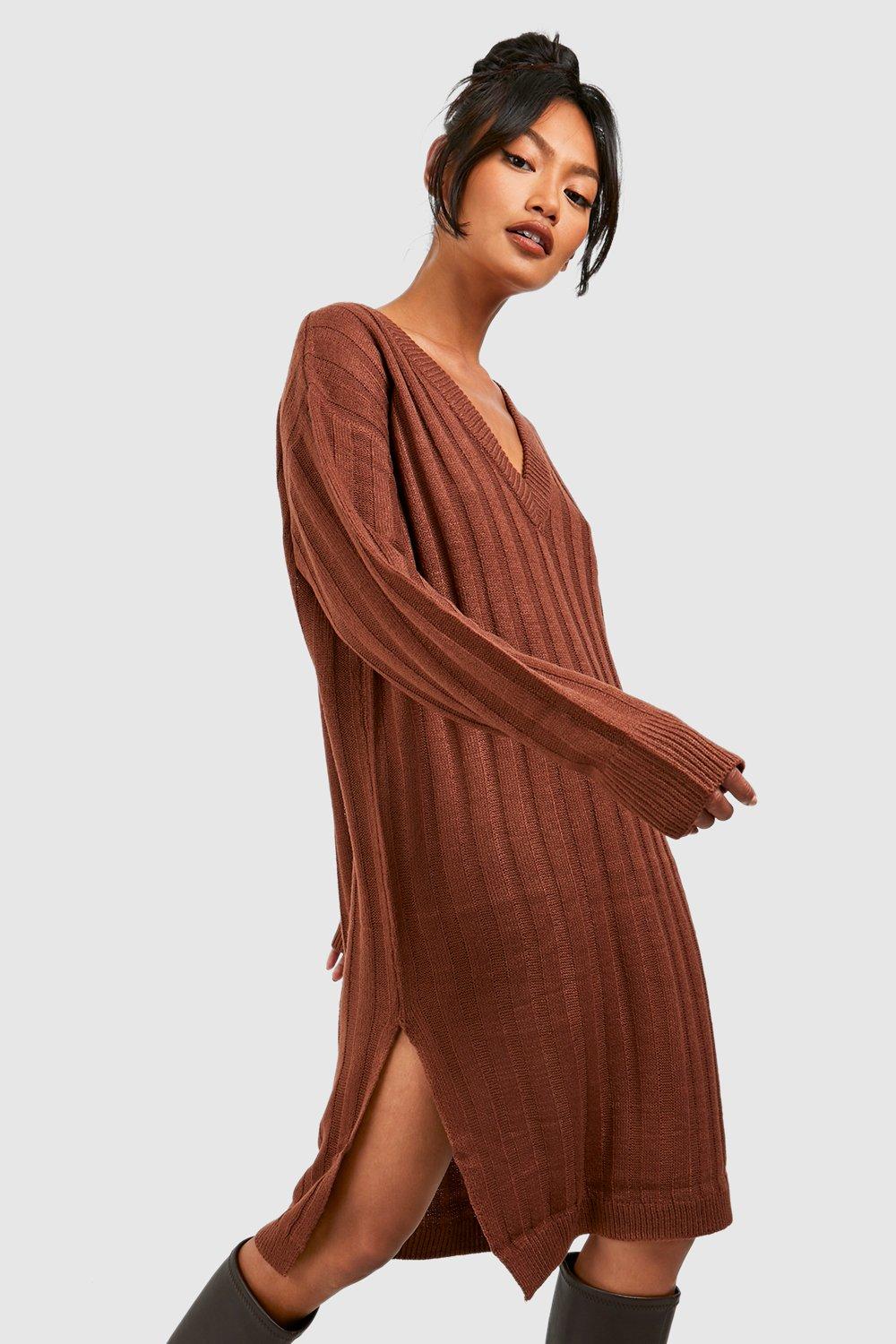 【miichan品】Ribbed Knit Dress miichan品】Ribbed Knit Dress Relaxing Collared Flap Pocket
