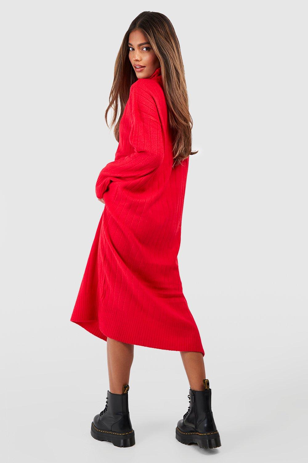 Robe pull rouge col roulé new arrivals