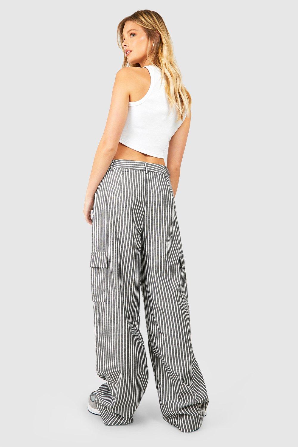 Stripe Straight Leg Cargo Pants