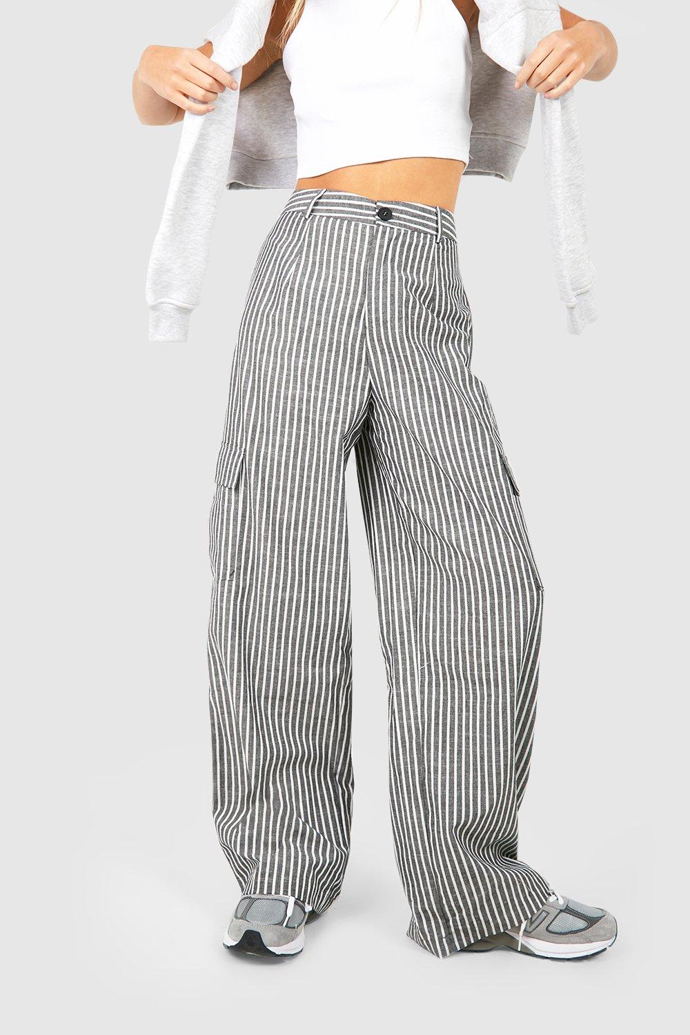 Stripe Straight Leg Cargo Pants