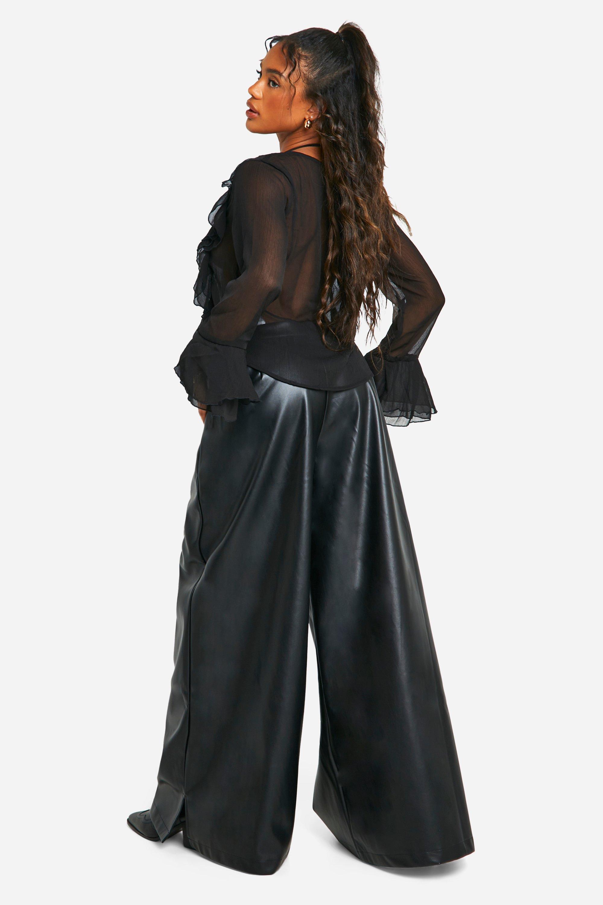 Black GIRLS & TEENS Girl Wide Leg Wide Leg Faux Leather Trousers 2926853